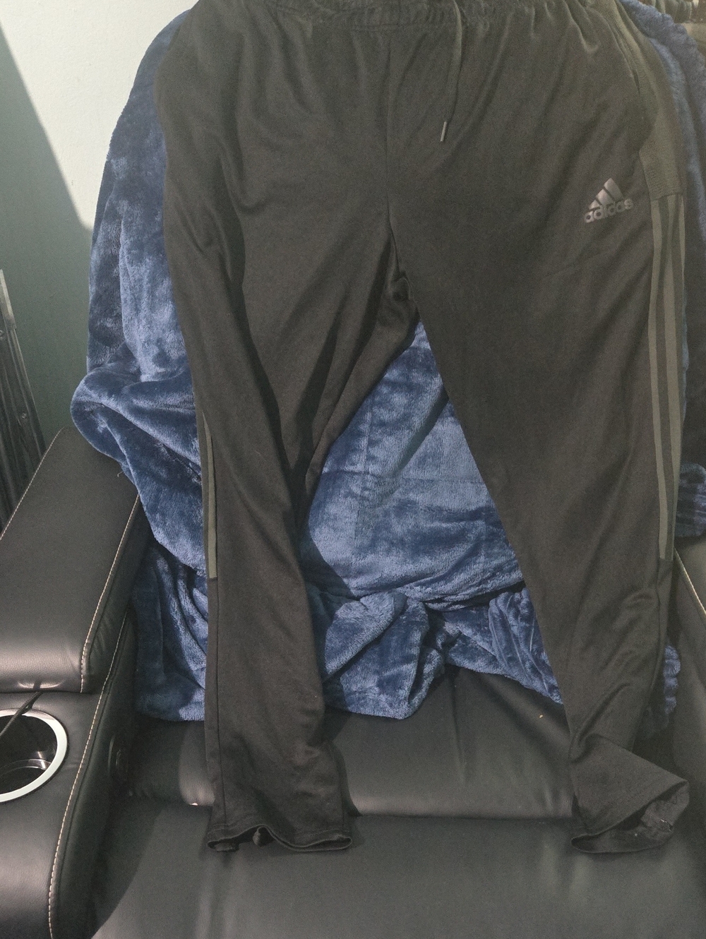 adidas Men's Black Relaxed Athletic Jeans-Style Track Pants